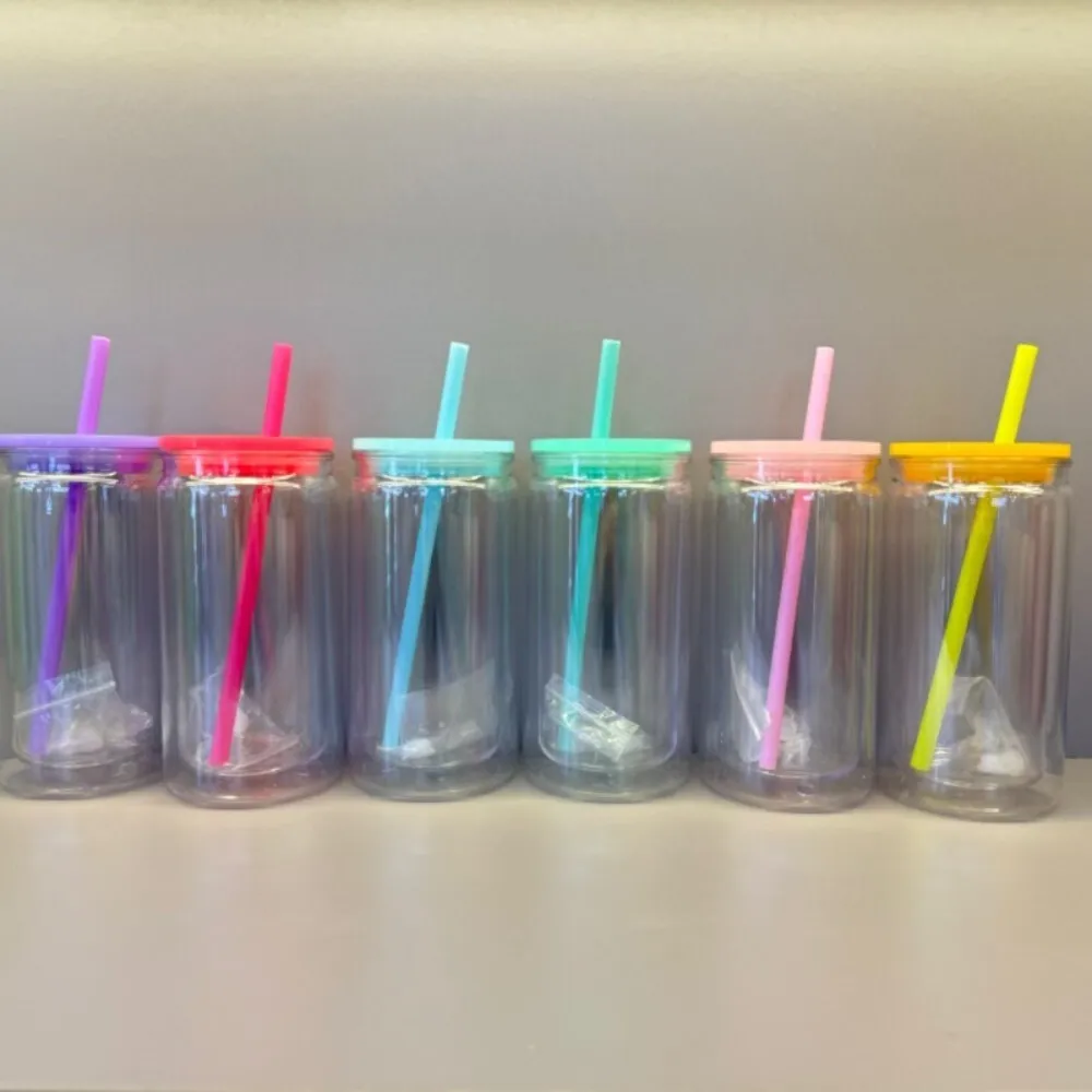 

16 oz Double Wall Plastic Mason Cup with Secure Bottom Stopper Durable Design Perfect for Cold Drinks Smoothies Iced Coffee Home