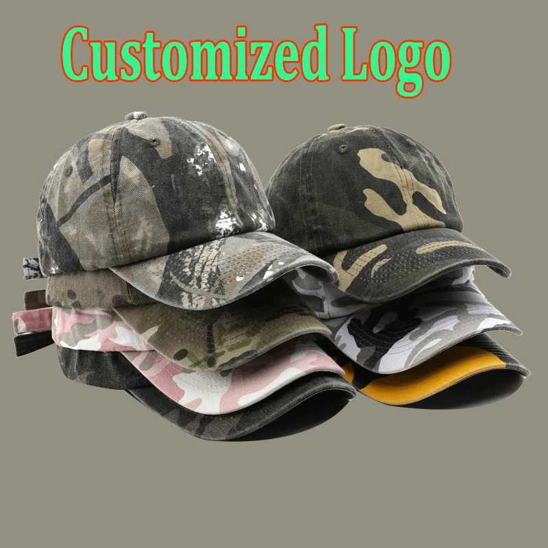 New Spring Summer Logo Print Camouflage Cap Outdoor Sports Men Custimized Logo Travel Sun Hunting Hats Women Baseball Cap