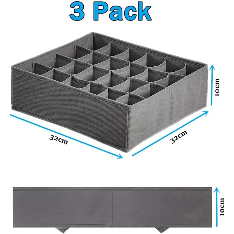 Storage Boxes for Socks and Small Accessories,24 Cells Foldable Boxes Wardrobe and Drawer Order System for Storing Socks