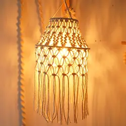 Macrame Lampshade Hanging Lamp Shade Replacement Decorative Handmade Woven for Office Home Bedroom Dining Room Kitchen Island