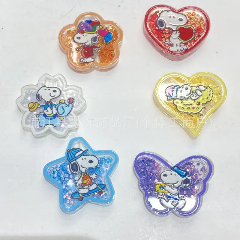 Kawaii Snoopy Shaker Charms Mixed Quicksand Beads Diy Flatback Accessories for Keychain Phone Lanyard Pen Jewelry view 6
