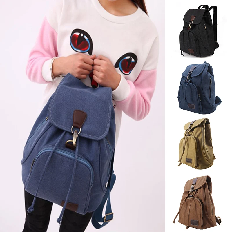 New Vintage Canvas Backpack Travelling Solid Color Durable Computer Backpack Outdoor Rucksack Fashion School Backpack