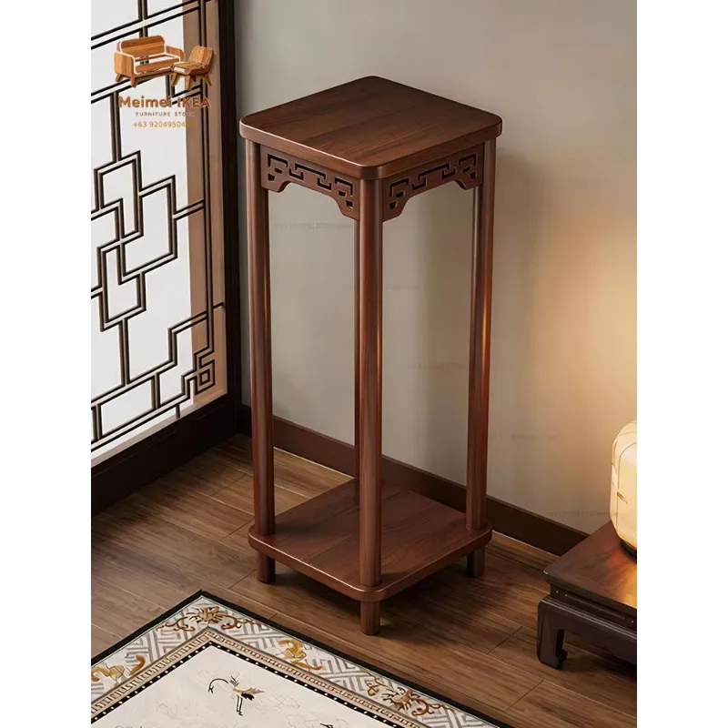 Chinese Bogu frame flower rack living room floor-to-ceiling solid wood antique bonsai balcony storage flower pot bracket rack