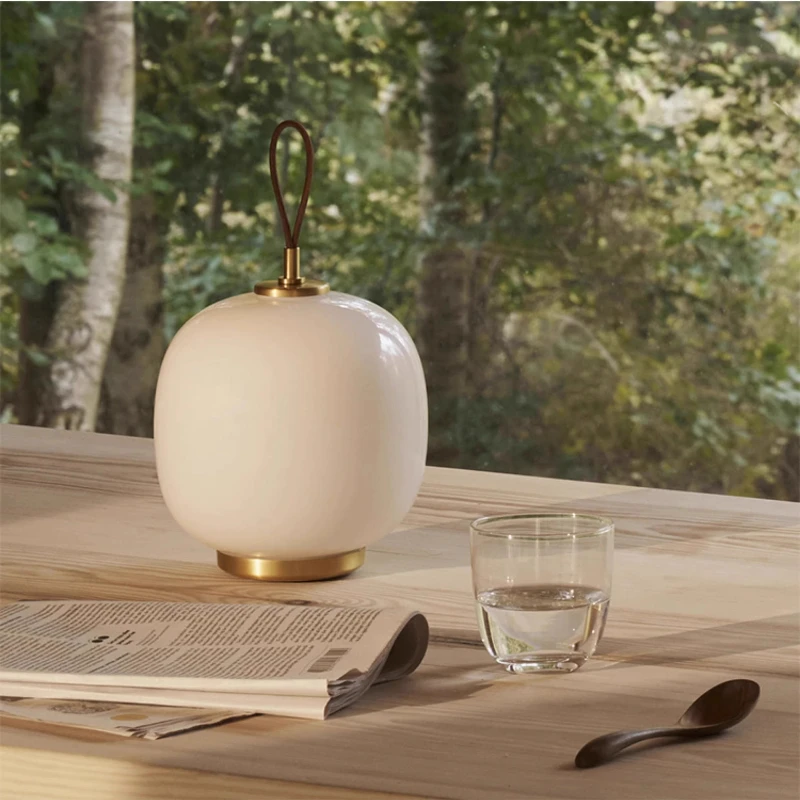 

Danish Designer Living Room Home Decor Pink White Portable Desk Lamp Nordic Lamp Charging Glass Bedside Warm Reading Light Led