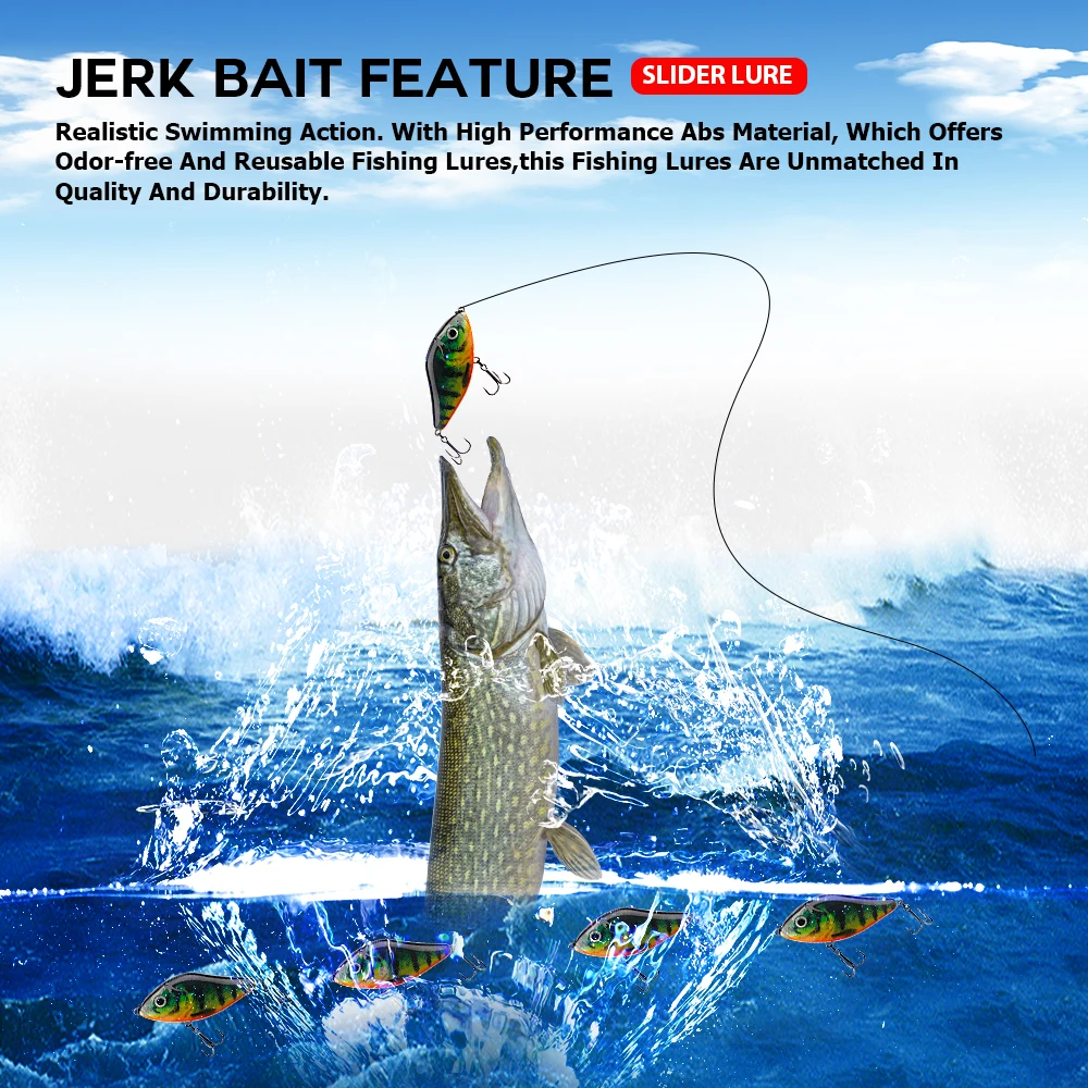 Agoie Rattling Jerkbait Lures Wobblers For Fishing 100mm 49g Big Crankbait Vib Bait Slider Lure Pike Bass Fishing Accessories