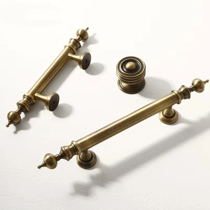 

European Vintage Bronze / Vertical lines Solid Brass Drawer Knobs T bar Handle Bedroom Pulls Kitchen Cabinet Door Handle Pull