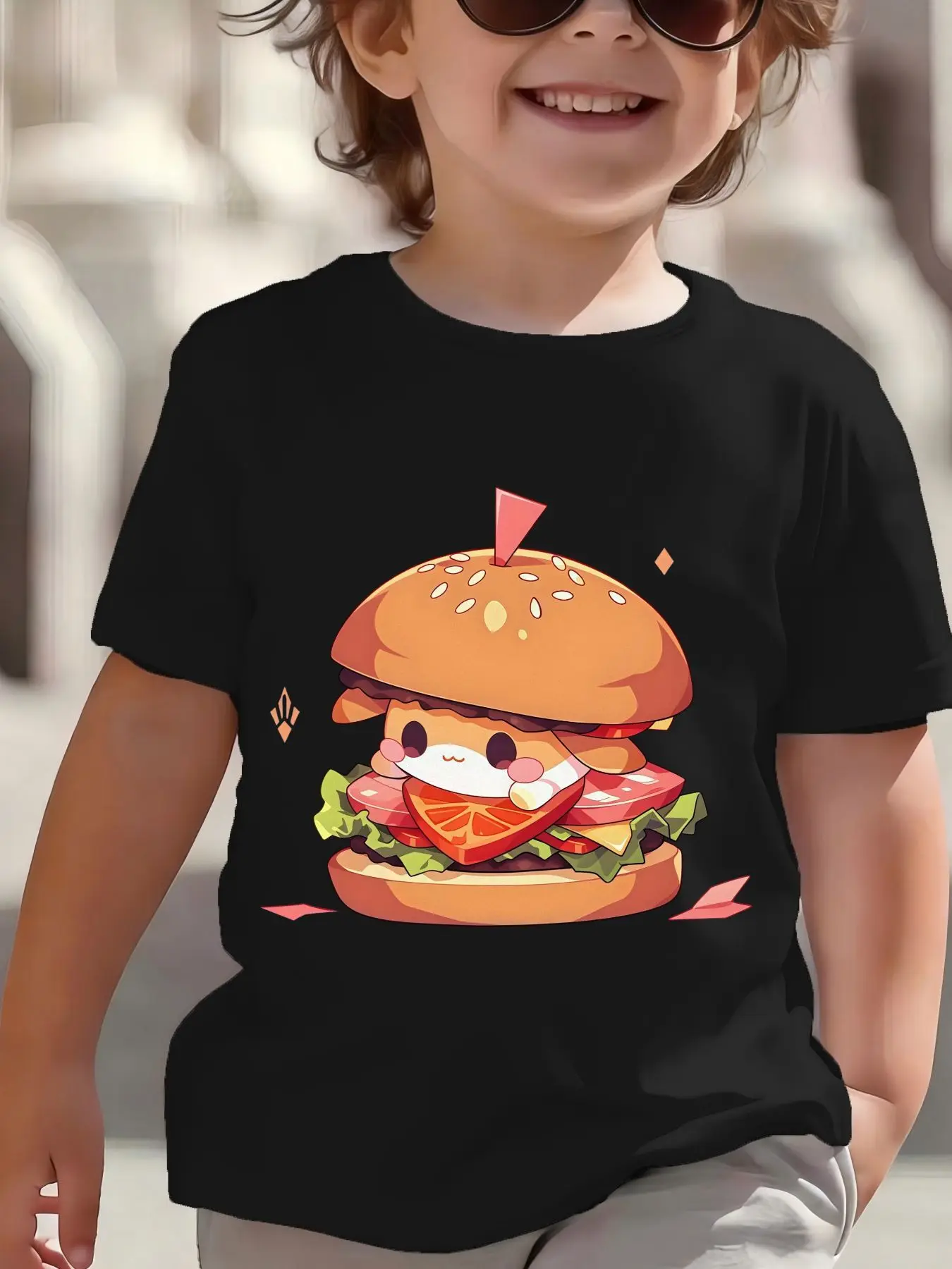 Kids Boys Girls Family Matching T Shirt Bunny Burger Print Short Sleeve Crew Neck Soft Casual Parent Child Daily Party Wear Tee