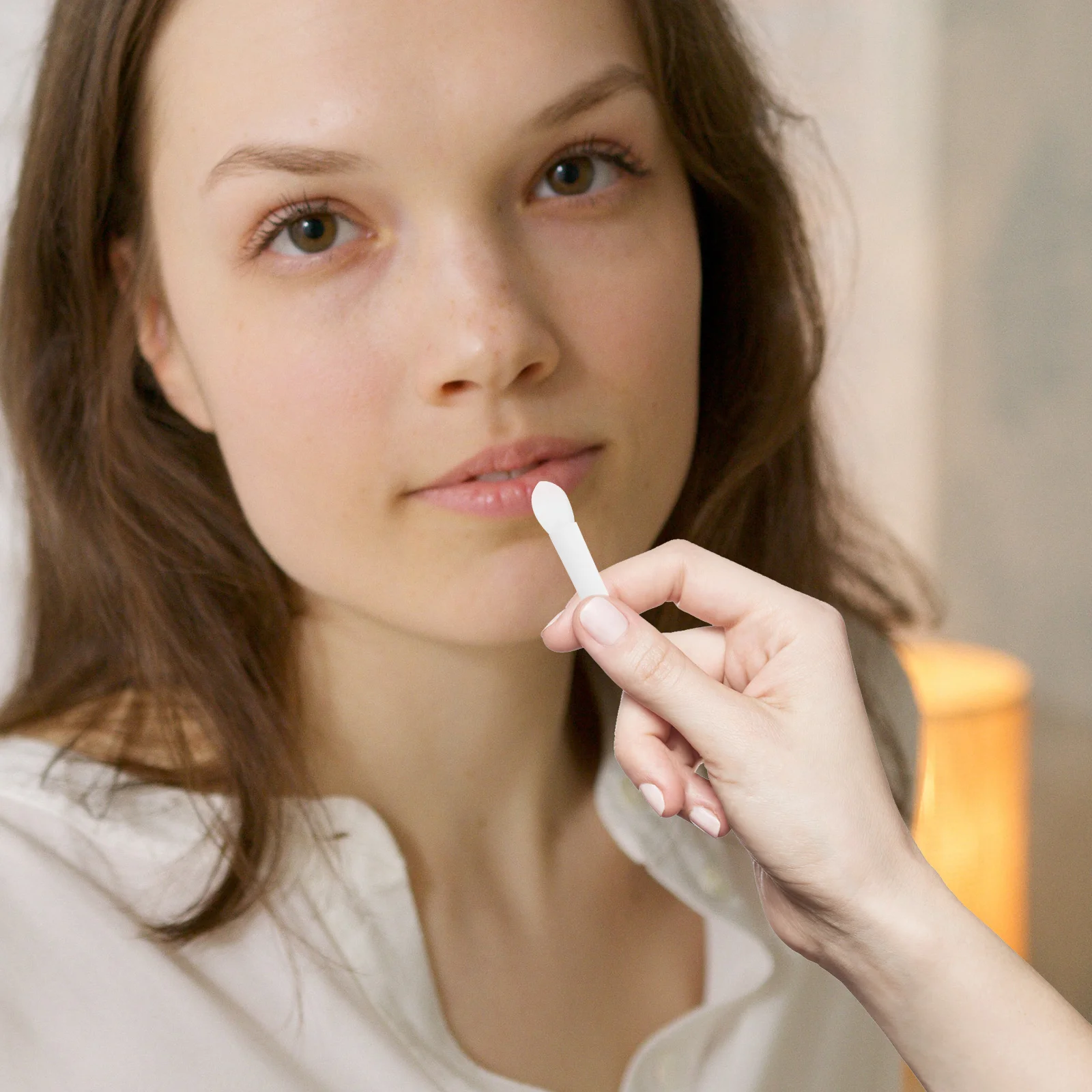 30 Uds lápiz labial cepillo sombra de ojos bálsamo de maquillaje máscara de silicona rosa con tapa Miss