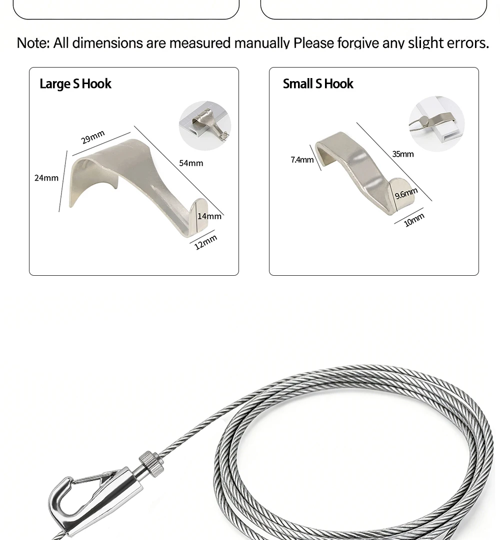 Nylonseil-Stahlseil-Set mit verstellbaren Schrauben, Hakenverschluss, unsichtbarer transparenter Seilklemme, Bilderrahmen-Aufhängesystem – Detail 2
