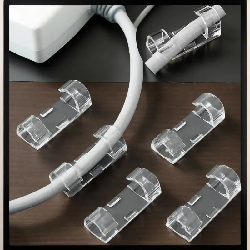 20/60100PCS Self Adhesive Cable Wire Clips Cord Organizer Holder for Desk Computer TV Network Cable Management Line Fixed Clamp