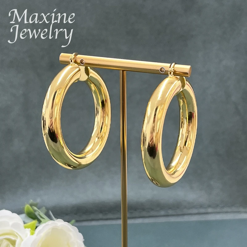 Copper Big Round Dubai Gold Plated Hoop Earrings for Women Circle Earrings Vintage Trendy African Jewelry Set Party Wedding Gift