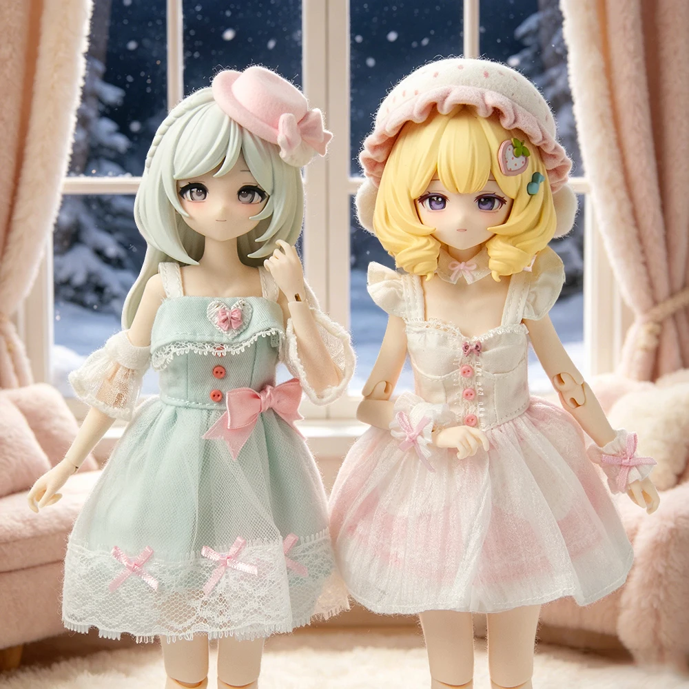 

1/6 Scale Mini BJD Mystery Box Sweet Lolita Doll Lace Bow Hat Poseable Joint 24cm Unboxing Good Night Lady Series Holiday Gift