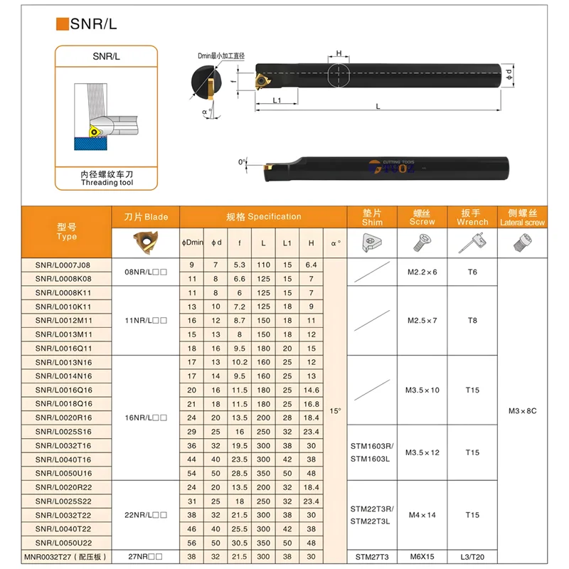 TUOZ SNR SNL Internal Thread Turning Tool SNR0008K08 SNR0016Q11 SNR0020R22 SNR0025S16 Lathe Cutter Bar CNC Holder 11IR 16IR 22IR - view 5