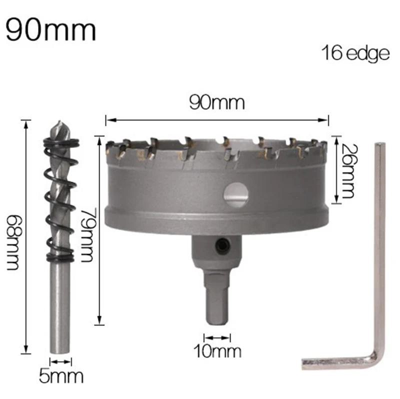 1PC 5A Carbide Tip TCT Drill Bit Hole Saw 90-115mm Drill Bit Set Hole Saw Cutter For Stainless Steel Metal Alloy Drilling Bits