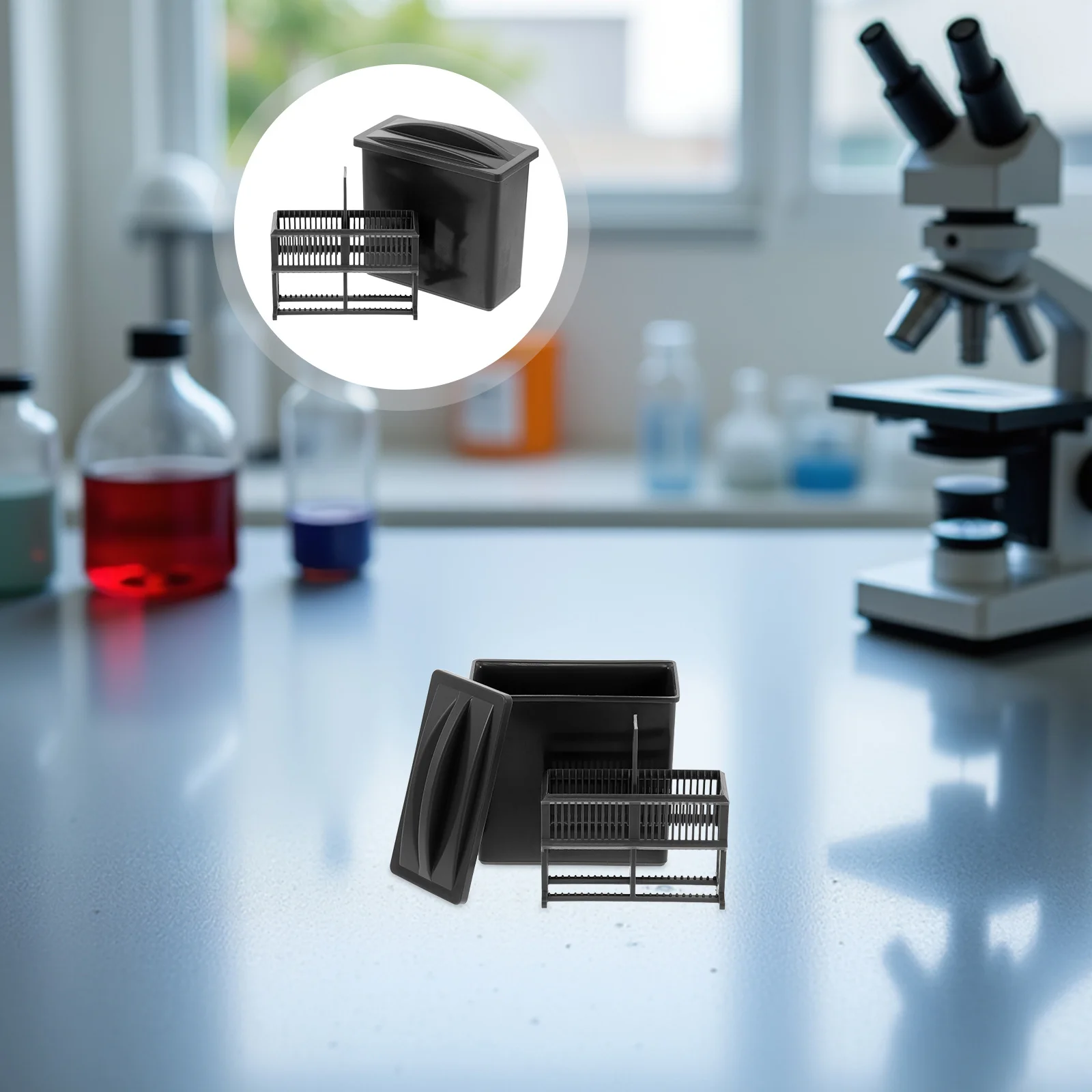 

24 Slots Slide Staining Jar Plastic Rack Laboratory Microscope Slide Organizer Storage Box for Lab Equipment Accessories