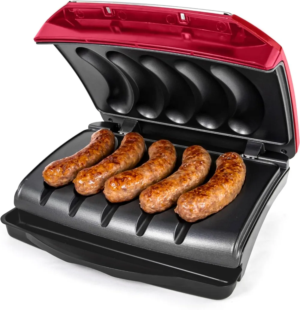 

Sausage 5 Chain Electric Grill with Drip Pan Handle and Wire Storage