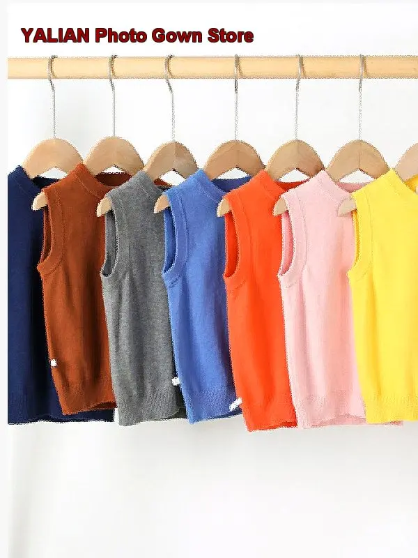 Kids Knit Vest Baby Boy Girl Infant Pure Cotton Round Neck Spring Autumn Soft Skin-Friendly Wearable Outerwear Girls