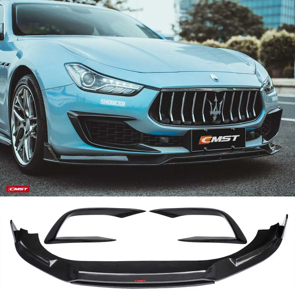 For Maserati Ghibori Carbon Fiber Front Lip Rear Spoiler Side Skirt Rear Diffuser Rear Luggage Compartment Spoiler Wing