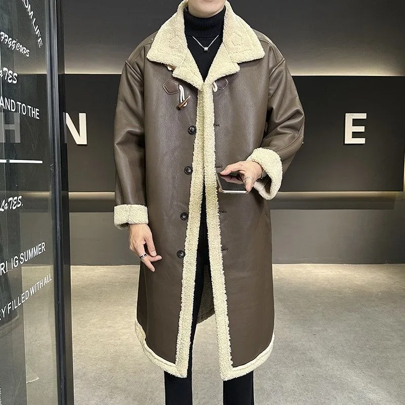 

2024 New Fur Fashion Integrated Warm Long Men's Coat Thickened Winter Versatile Fur Jacket Trend