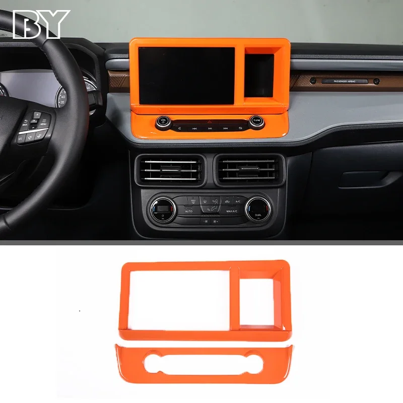 

For Ford Maverick 2022 ABS Orange Color Car Central Control Navigation Screen Decoration Frame Trim Styling Interior Accessories