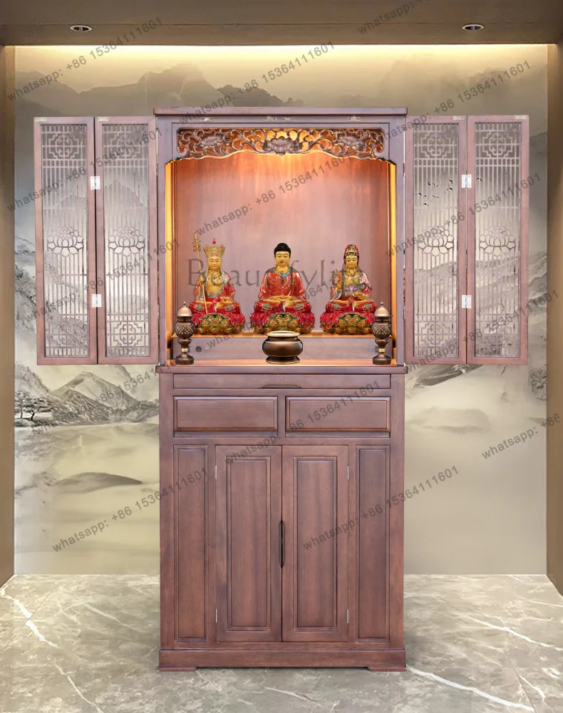 PG Buddha Shrine Home with Door Buddha Cabinet Guanyin Light Luxury Shrine