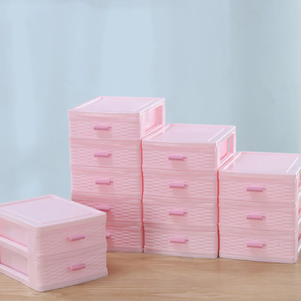 

2pcs Pink Storage Drawers Organizer Box Desktop Sundry Holder Compact Makeup Organizer Table Drawer Box Foldable