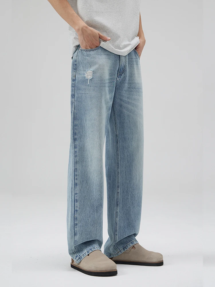 

Мужские джинсы в стиле ретро, светло-голубые, весна-лето, новая коллекция, бренд Sle Faion, универсальные, с рваными элементами, прямые, зауженные к низу