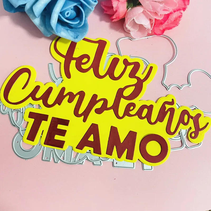 spanish word feliz cumpleanos decoration die Metal Cutting Dies DIY Scrapbook Paper Cards Embossing Craft Die Cut handmade craft