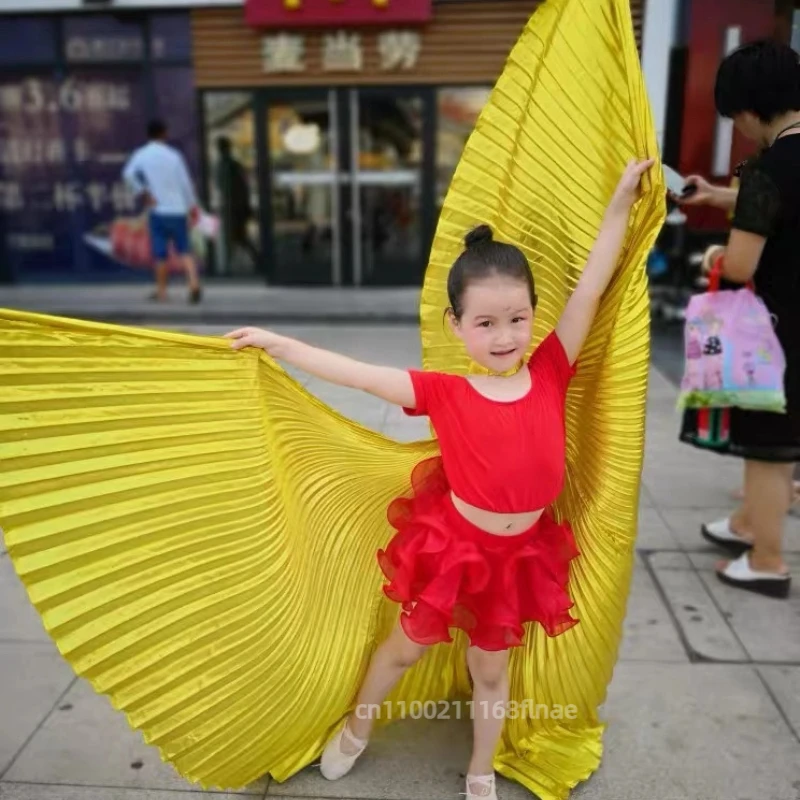 Asas de dança do ventre roupas egípcias orientais adultos crianças mulheres ouro, acessórios de dança do ventre asas isis vara