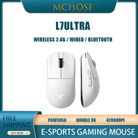 Mchose L7ultra Gaming Mouse Three-Mode Connection Wireless Bluetooth Paw3950 Double 8k 42000dpi Lightweight Office Work Notebook