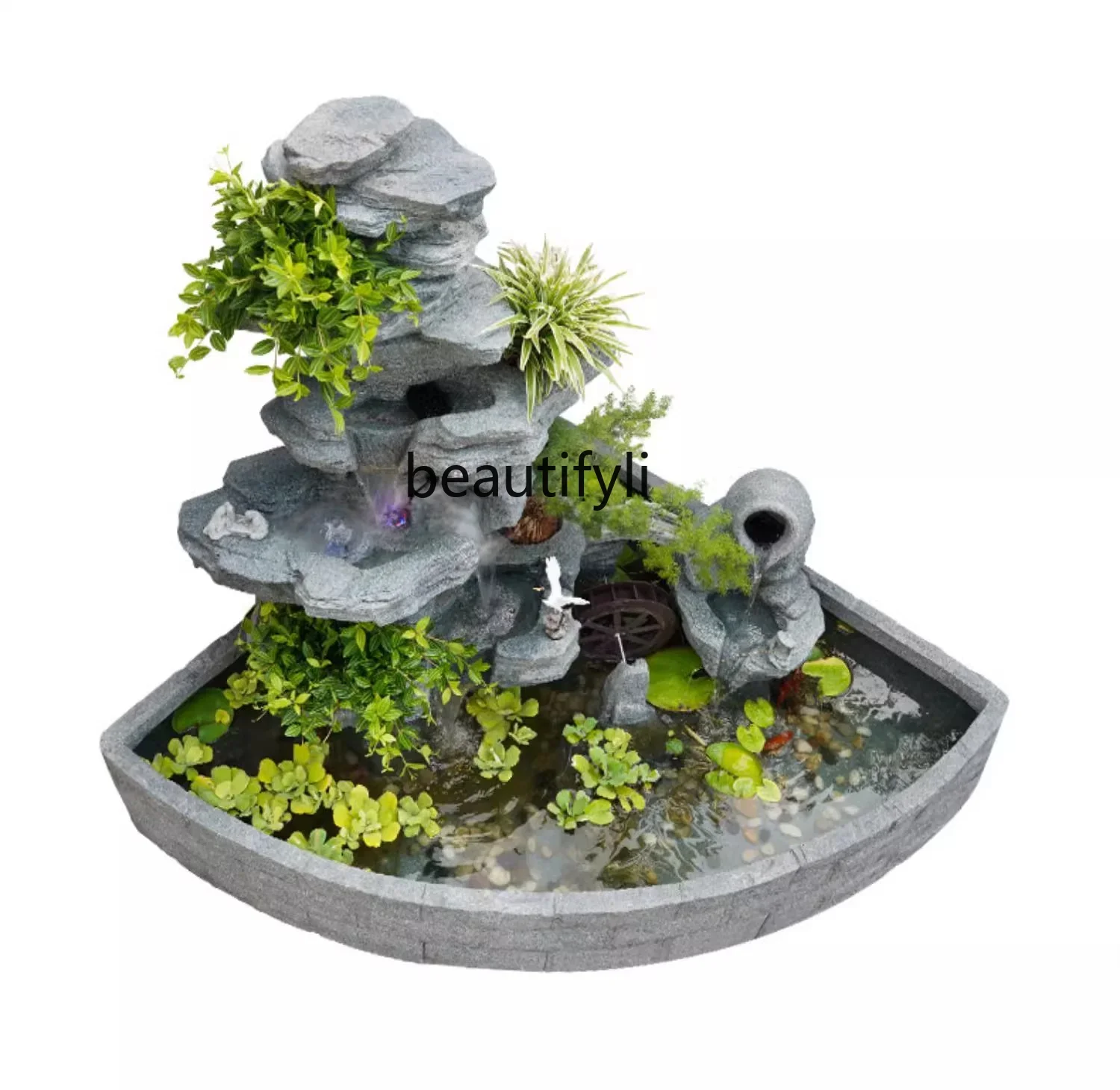 

Rockery fountain circulating waterscape fish pond landscape garden outdoor wealth god waterscape decoration