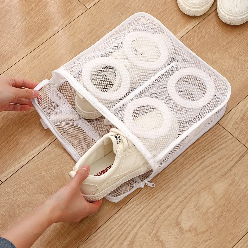 1pc Reusable Mesh 1pc Portable Shoe Washing Bag - Travel Storage Zipper Bag - Keep Shoes and Underwear Clean and Fresh