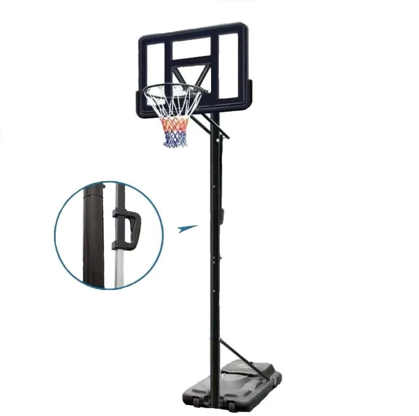 Prezzo di fabbrica Canestro da basket regolabile in altezza con base in PE Supporto da basket portatile per interni ed esterni per bambini