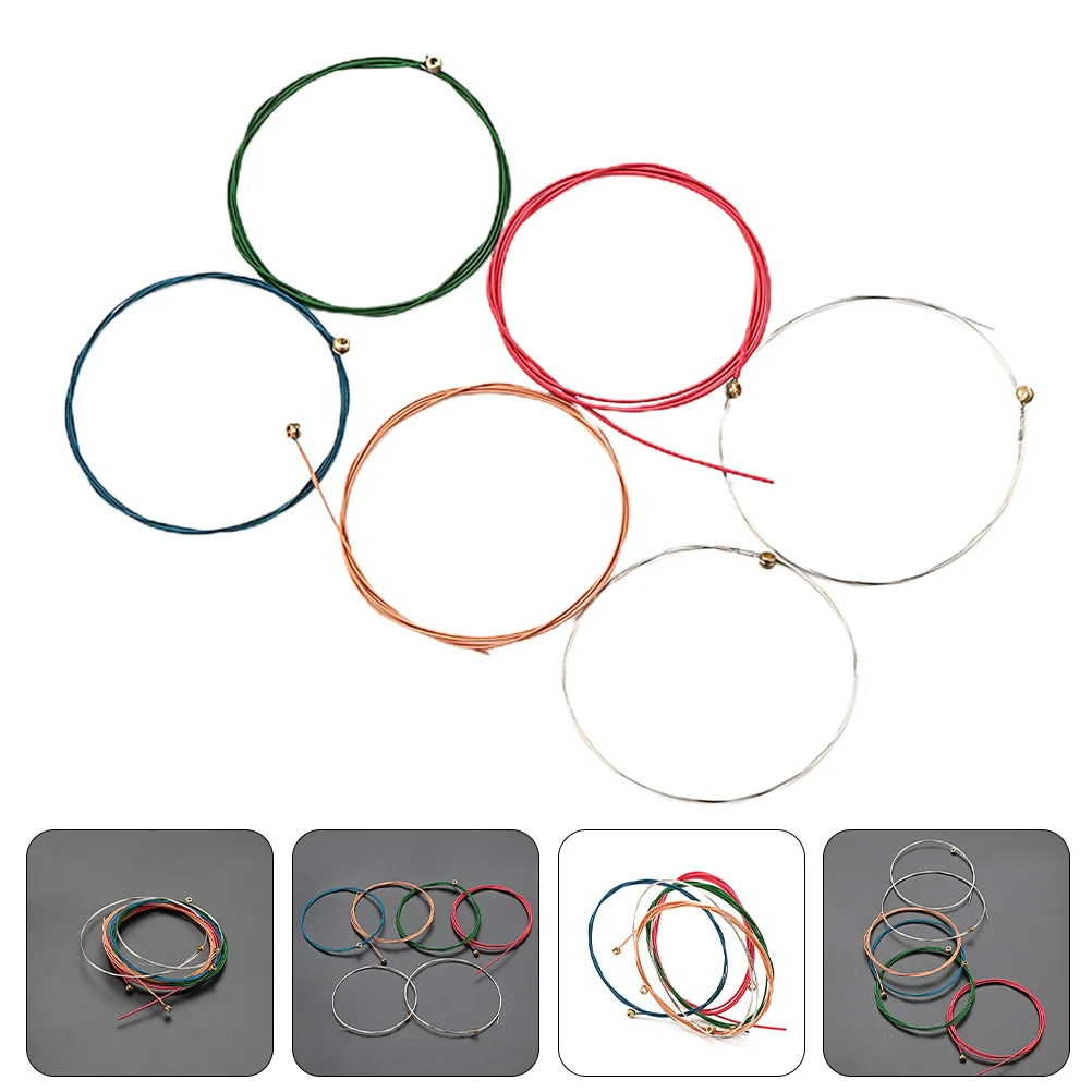 

6pcs Acoustic Replacement Folk Strings Durable Steel String Professional Sound Resonant Accessories Replacement Strings Metal