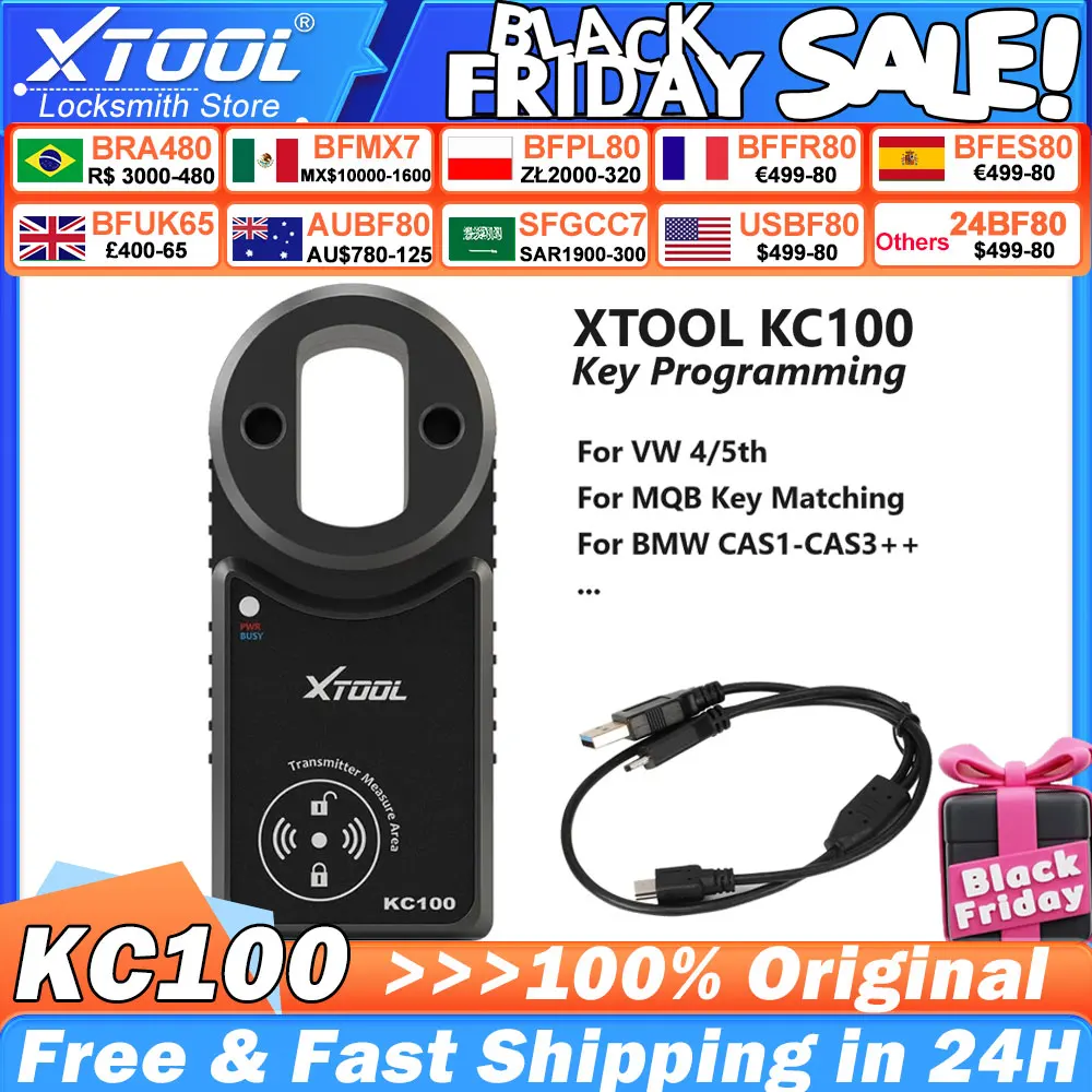 XTOOL KC100 Key Programmer For VW 4&5th For BMW CAS1-CAS3 For Skoda IMMO MQB Key Matching Tool Work With X100PAD3 X100MAX D8 D9