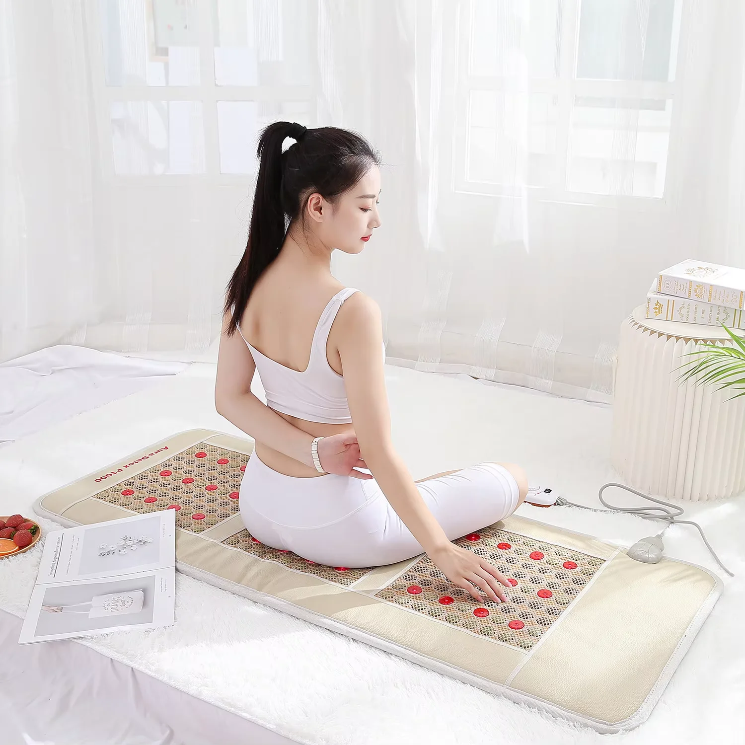 Hot Stone Infrared Photon Massage Heating Pad PEMF Magnetic Field Pulse Relieves Back Muscle Soreness Beauty Salon