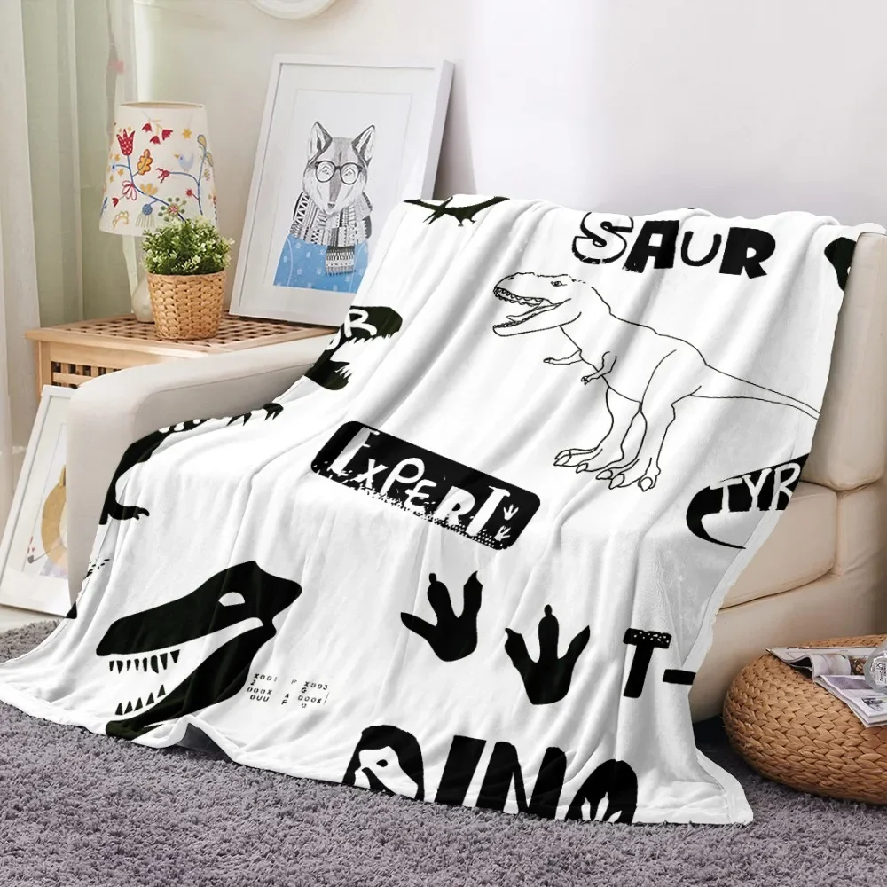 Cartoon Dinosaur Throw Blanket Soft Flannel Blanket for Chair Travelling Camping Kids Adults Bed Couch Cover Winter Queen King