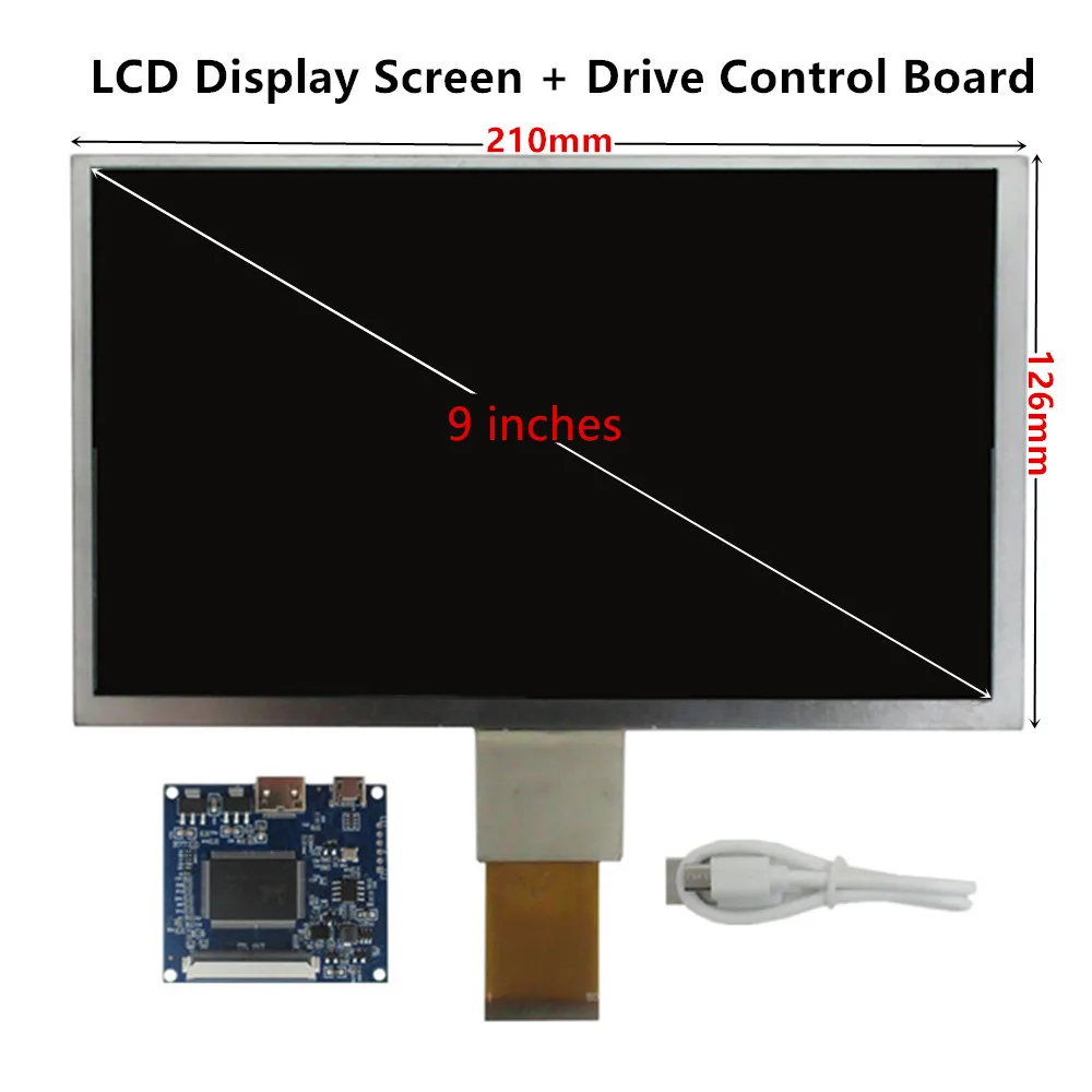 9 Inch 1024*600 LCD Display Screen Digitizer Touchscreen Driver Control Board HDMI-Compatible Raspberry Pi DIY Monitor Kit