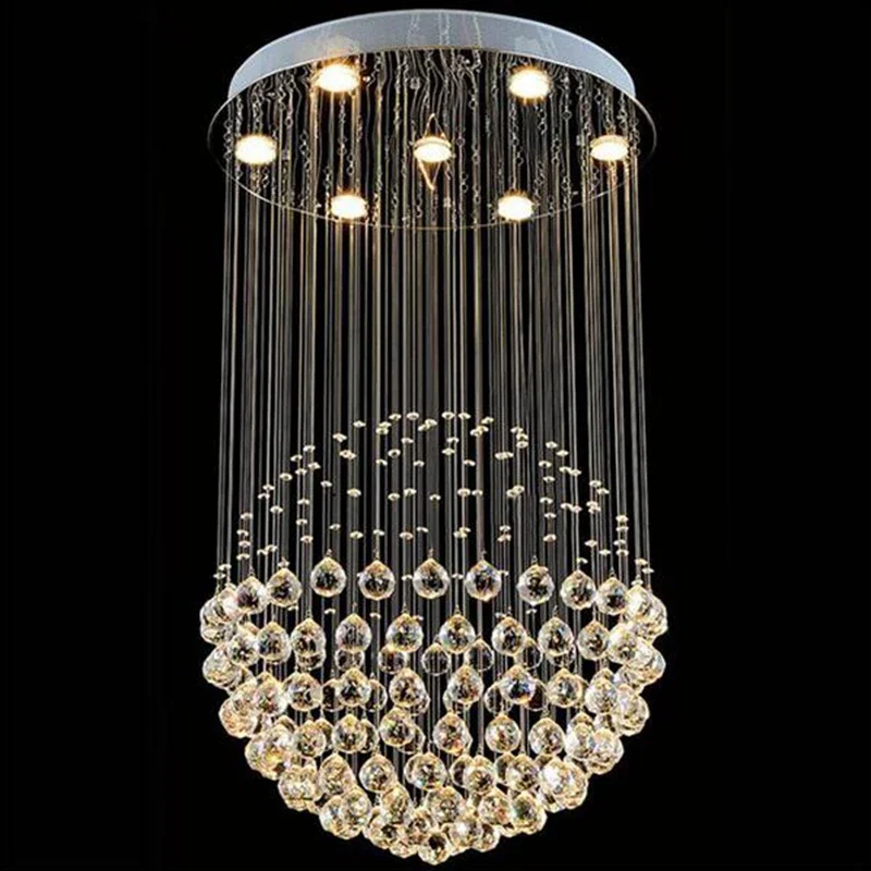 Round Crystal Ceiling Chandelier for Living Dining Room Bedroom Ball Design Lamp Led Cristal Lustre New Home Decor Light Fixture