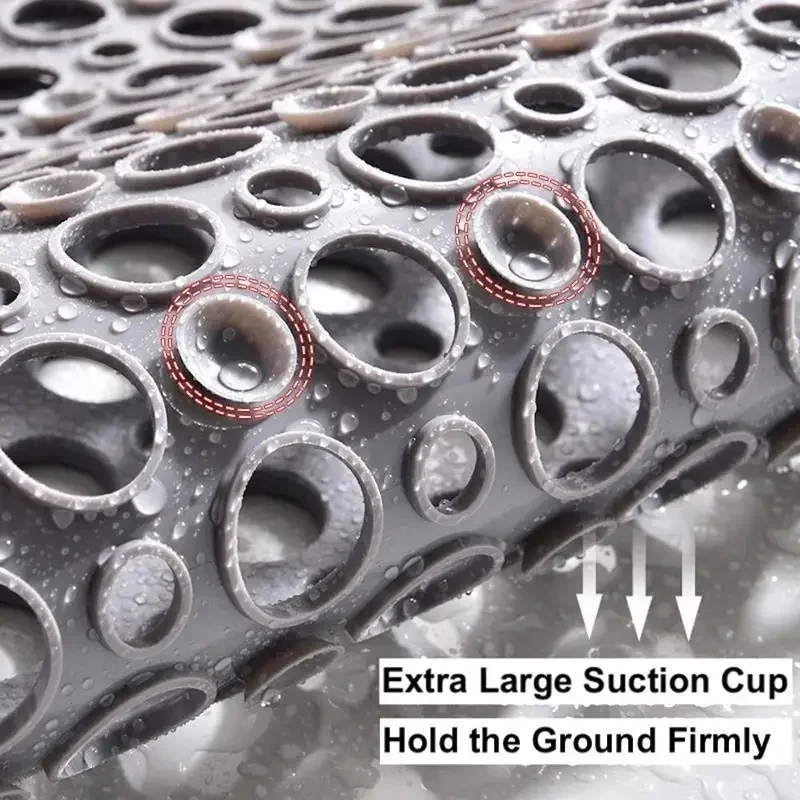 Christmas Stocking Stuffers: 1pc Non-Slip Shower Mat 43x75cm with Suction Cups, Round Hole Quick Drain Bath Rug, Bathroom Massag