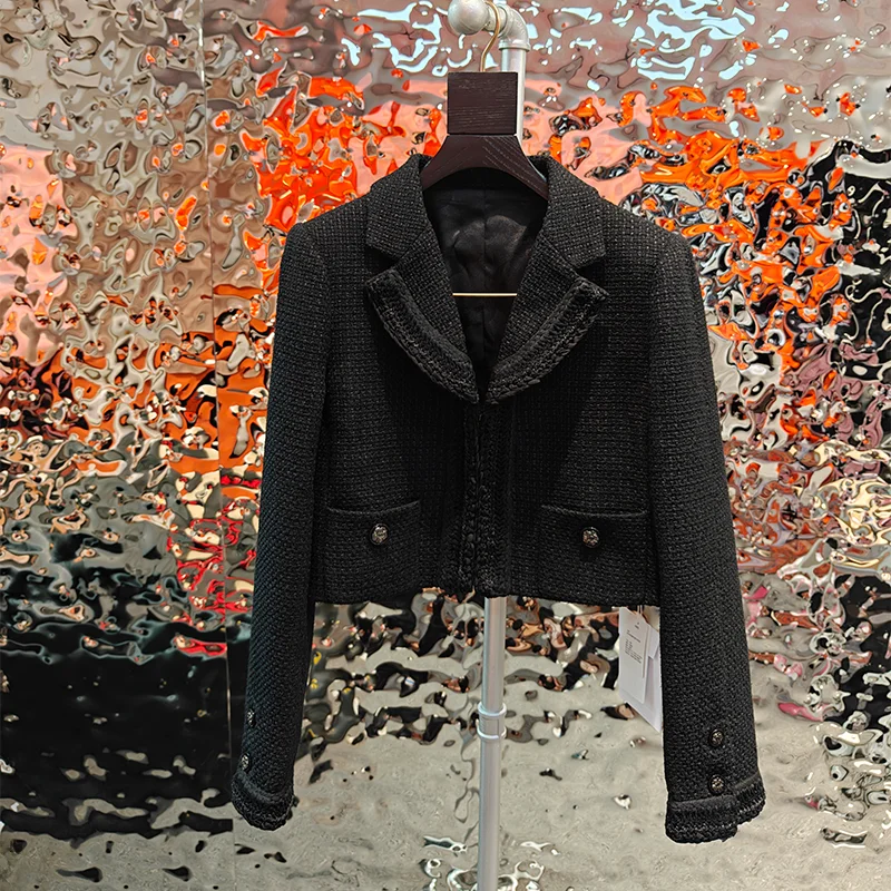 

Весна 2024, шикарная верхняя одежда, женское тяжелое шерстяное пальто Peoq, брендовое уличное пальто на пуговицах, длинный воротник све