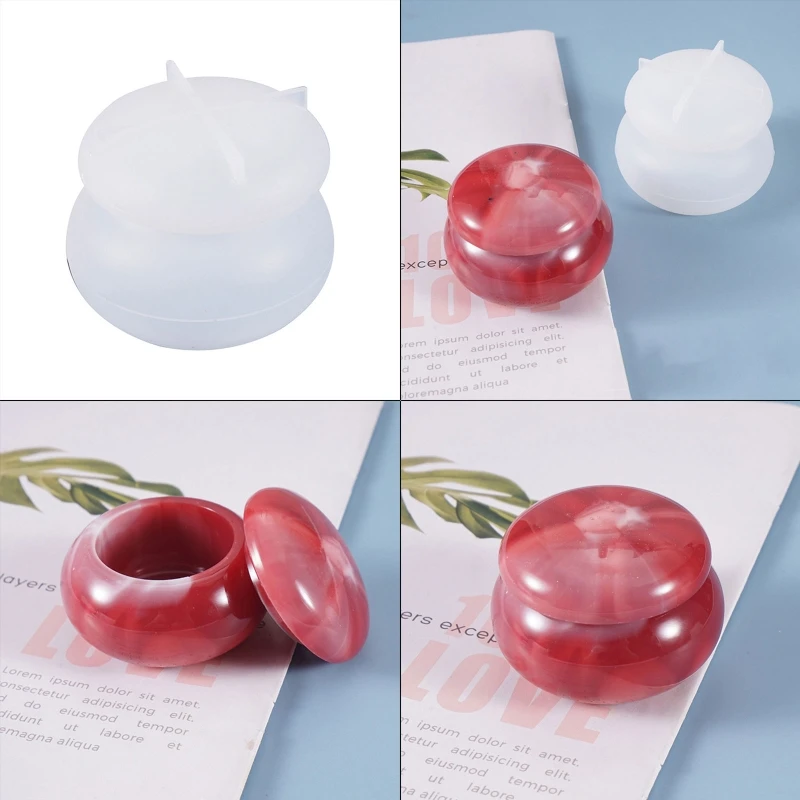 ZB91 Rouge Lipstick Jar Epoxy Resin Mold Home Decorations Storage Box Silicone Mould Handmade Desktop Ornaments Resin Mold