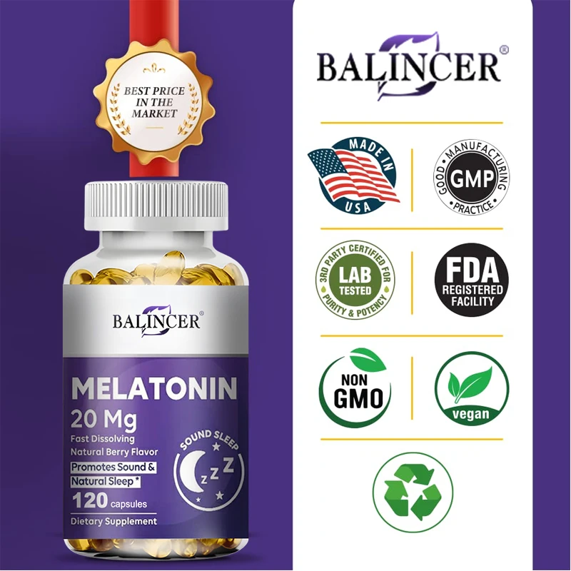 Balincer Melatonin - Supports Mood, Cognitive Relaxation, Healthy Sleep - Immune System, Non-GMO, Vegan