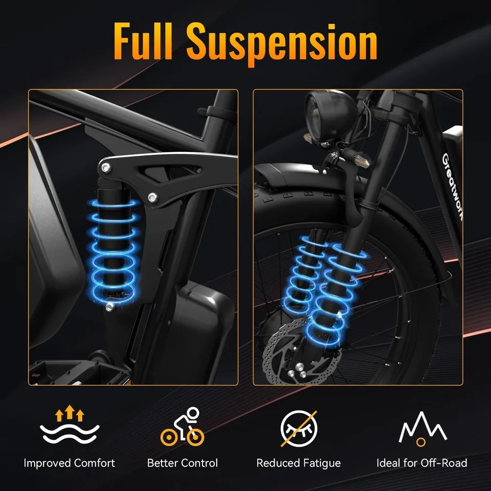 5000W Dual Motors Electric Bike for Adults 24" E Bike 45MPH 52V Mountain Bicycle image 16