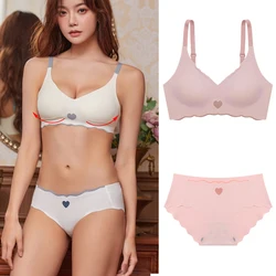 FINETOO Sexy Seamless Bra Set Women Backless Suit Push Up Bras Sports Panties Female Soft Padded Top Traceless Lingerie Set M-XL