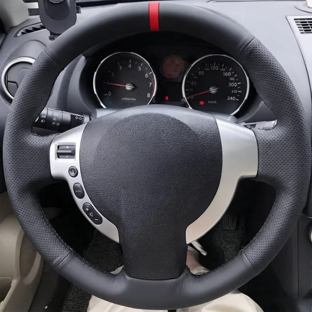 Car Interior Hand Stitched Black Microfiber Leather J10 X-TRAIL NV200 2008-2012 Steering wheel Cover For Nissan Qashqai