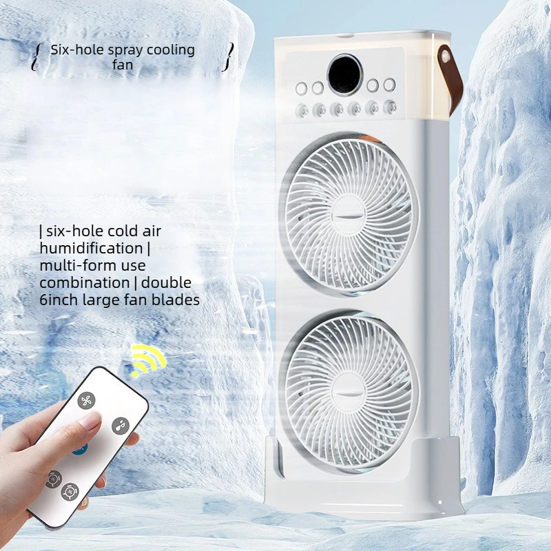 

6Hole Desktop Spray Cool Fan with Remote Control Night Light Brushless Motor Air Conditioning Fan for Office Dormitory