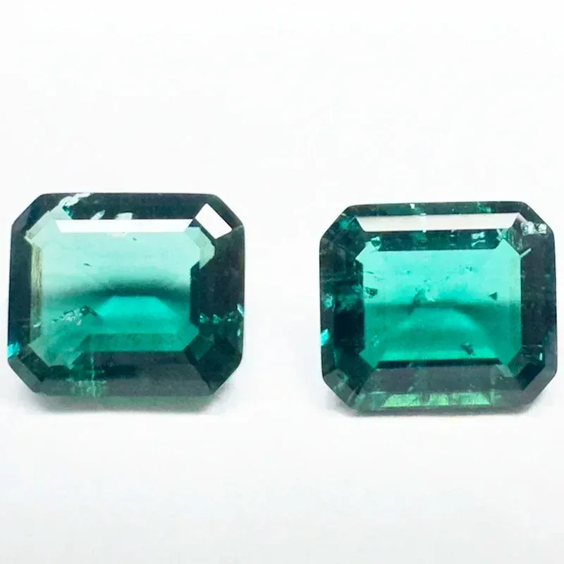 Lab Grown Zambian Emeralds Hydrothermal Hand Cutting Emerald Cut with Cracks Inclusions Inside Jewelry Making Main Materials