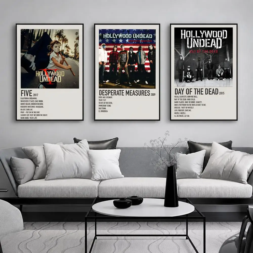 American Band H-Hollywood U-Undead Poster Wall Art Print Sticker for Bedroom Living Room Dorm Office Modern Home Decor