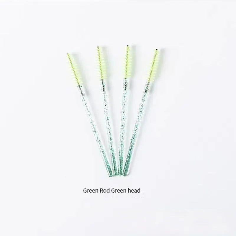 Disposable Eyelash Brush Transparent Green Crystal Handle Beauty Tool Facial Makeup Props